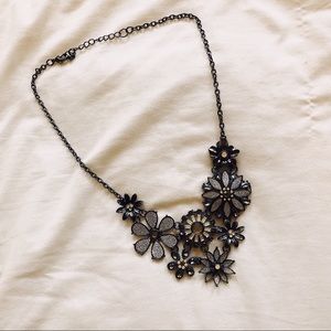 Formal Black Flower Necklace